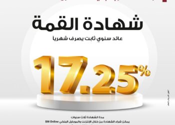 بنك مصر يُعلن تعديل العائد على شهادة “القمة” الثلاثية إلى 17.25% بدورية صرف شهرية